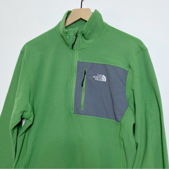 North Face Green Half Zip Pullover Fleece Sweater Medium - Picture 4 of 8